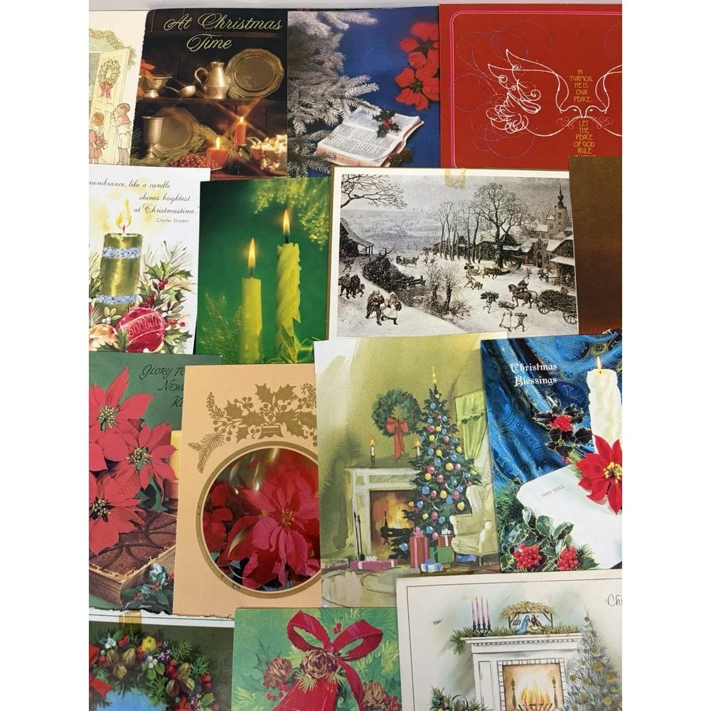Vintage Christmas Cards Fronts ONLY Traditional Scrapbooking Decoupage Lot 50+